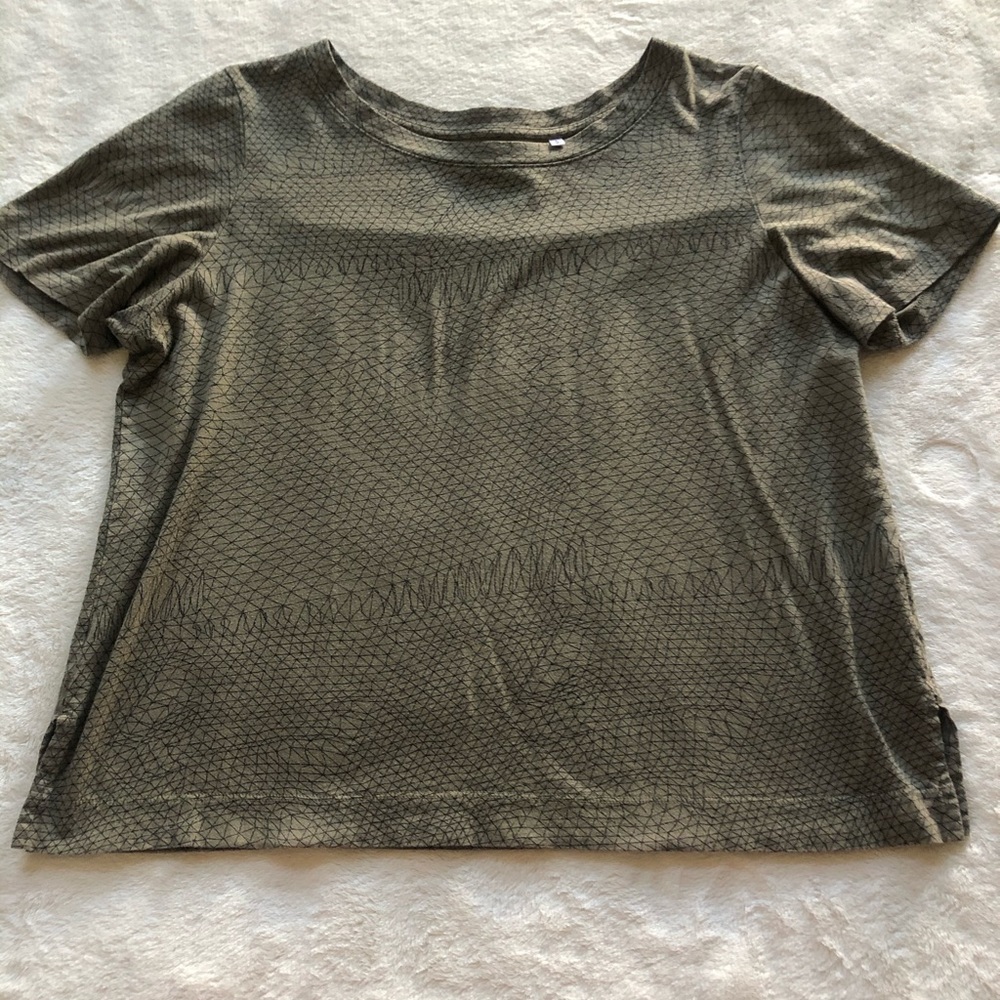 army green w/ black lines making geometric shapes